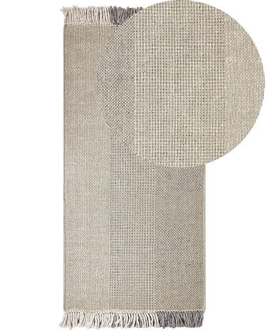 Teppich Wolle grau 80 x 150 cm Kurzflor TEKELER