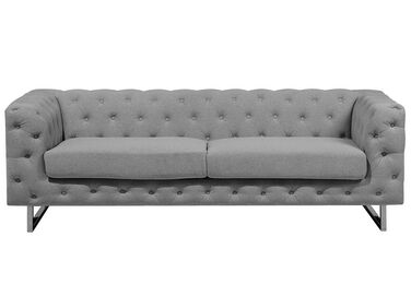 Canapé style Chesterfield en tissu gris clair VISSLAND