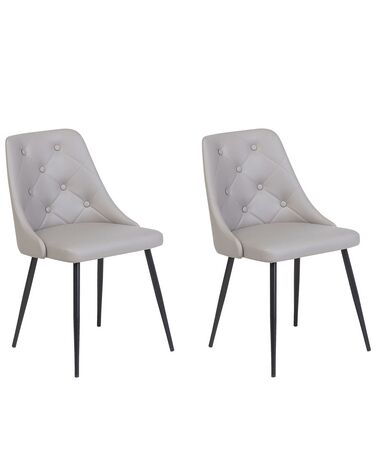 Set of 2 Dining Chairs Faux Leather Grey VALERIE