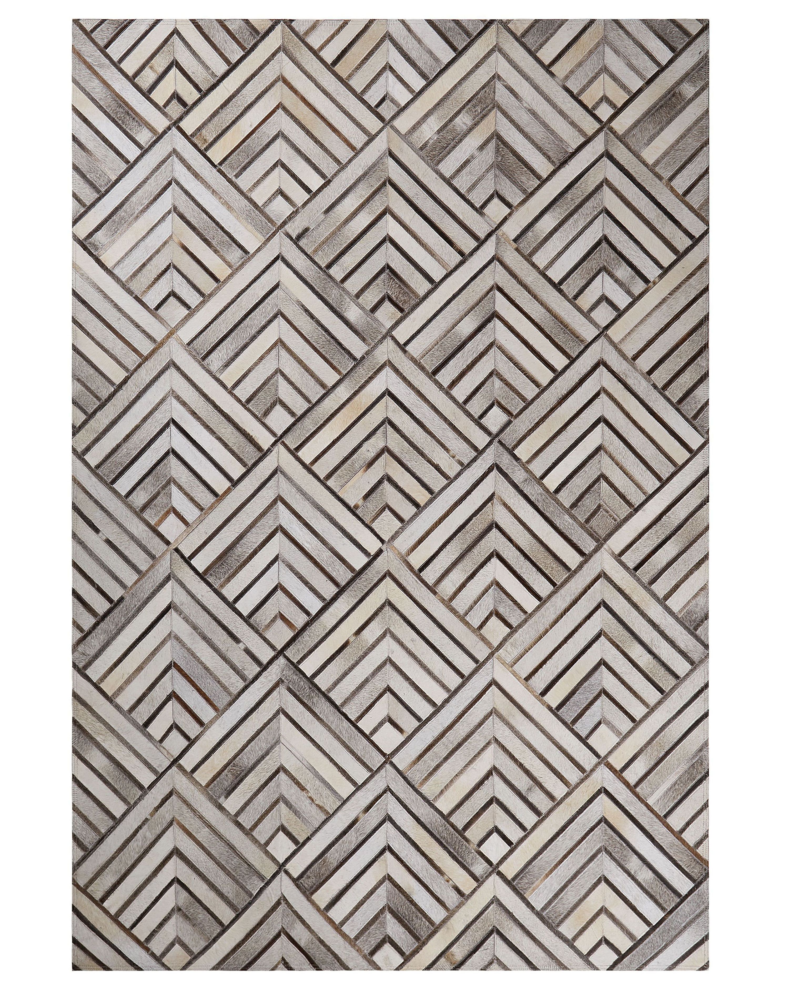 Dywan patchwork skórzany 140 x 200 cm beżowy TEKIR
