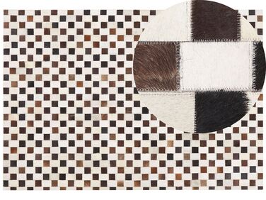 Kožený koberec 160 x 230 cm béžová/hnedá KAYABEY