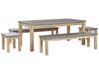 Set de jardin 8 places table avec 2 bancs et 2 tabourets gris en fibre-ciment et bois OSTUNI_804611
