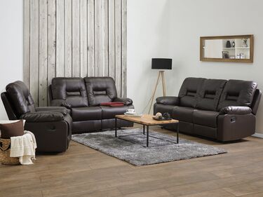 Faux Leather Manual Recliner Living Room Set Brown BERGEN