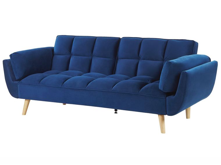 Velvet Sofa Bed Navy Blue ASBY Beliani.co.uk