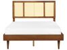 EU Double Size Bed with LED Light Wood AURAY_901708