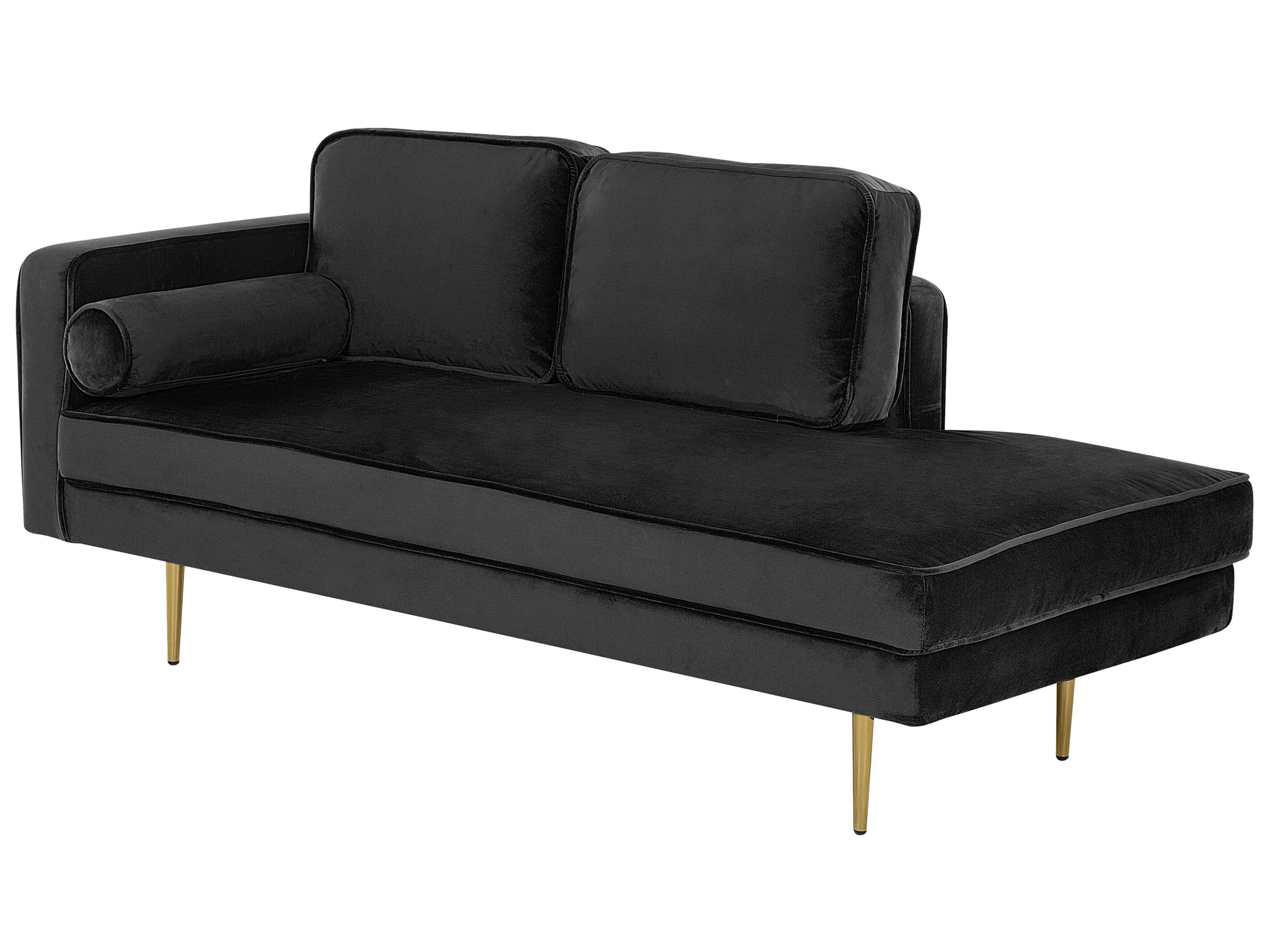 Left Hand Velvet Chaise Lounge Black MIRAMAS Beliani.co.uk