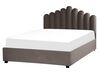 Zamatová posteľ s úložným priestorom 160 x 200 cm sivobéžová VINCENNES_837311