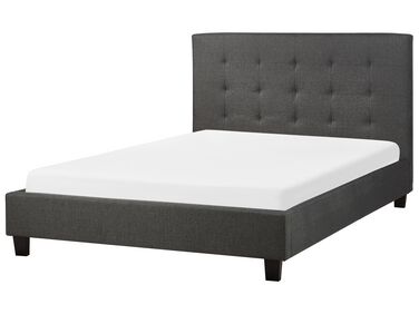 Fabric EU Double Size Bed Dark Grey LA ROCHELLE