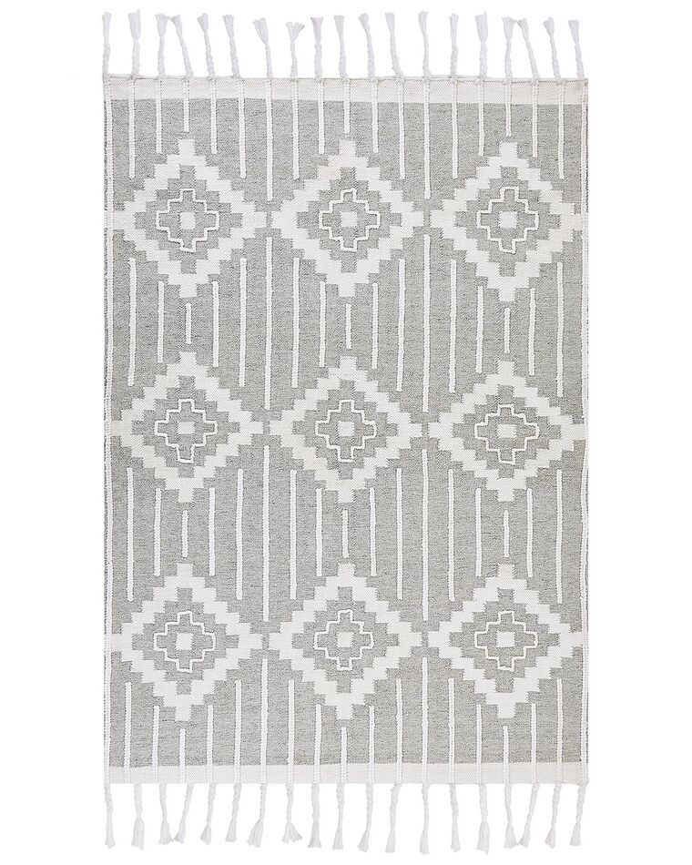 Outdoor Teppich grau / weiß 160 x 230 cm orientalisches Muster Kurzflor TABIAT_852868