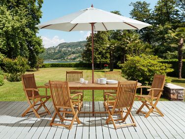6 Seater Acacia Wood Garden Dining Set MAUI with Parasol (12 Options)
