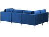 Canapé d'angle modulaire 4 places côté droit en velours bleu marine EVJA_860029