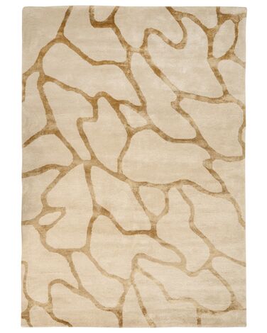 Teppich Viskose beige 160 x 230 cm geometrisches Muster Kurzflor MAKOLA