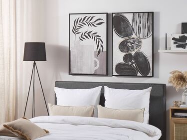 Abstract Framed Wall Art 63 x 93 cm Black and White LONIGO