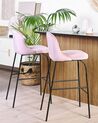 Conjunto de 2 cadeiras de bar em veludo rosa NEKOMA_767712