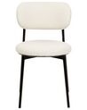 Sæt med 2 hvide CASEY-spisebordsstole med boucle-look_887270