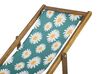 Set of 2 Acacia Folding Deck Chairs and 2 Replacement Fabrics Light Wood with Off-White / Chamomile Pattern ANZIO_819652