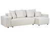 Canapé-lit d'angle à gauche avec rangement en tissu beige clair LUSPA_900899