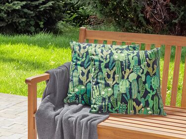 Sett med 2 utendørsputer kaktusmønster 45 x 45 cm grønn BUSSANA