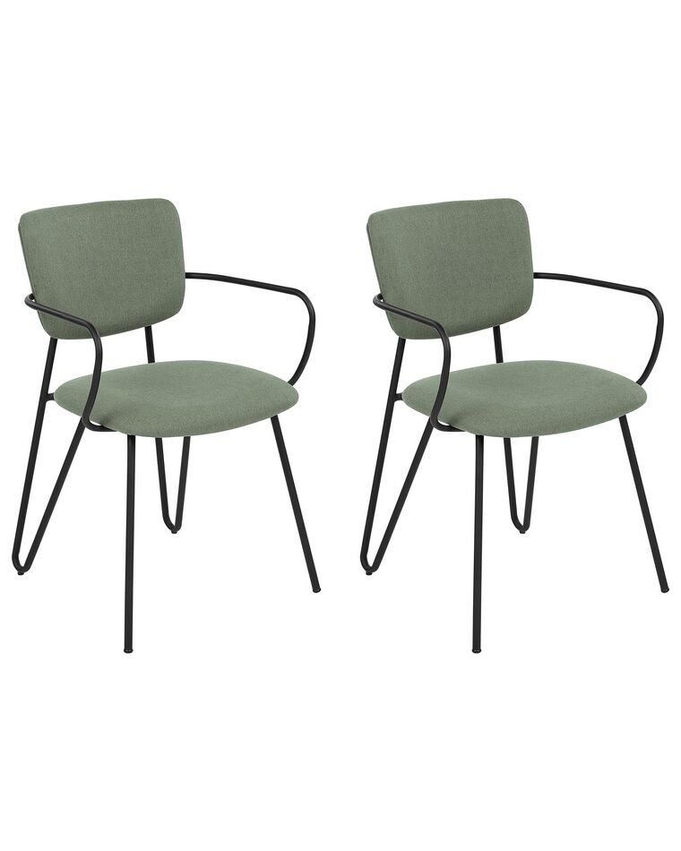 Set of 2 Fabric Dining Chairs Dark Green ELKO_871861