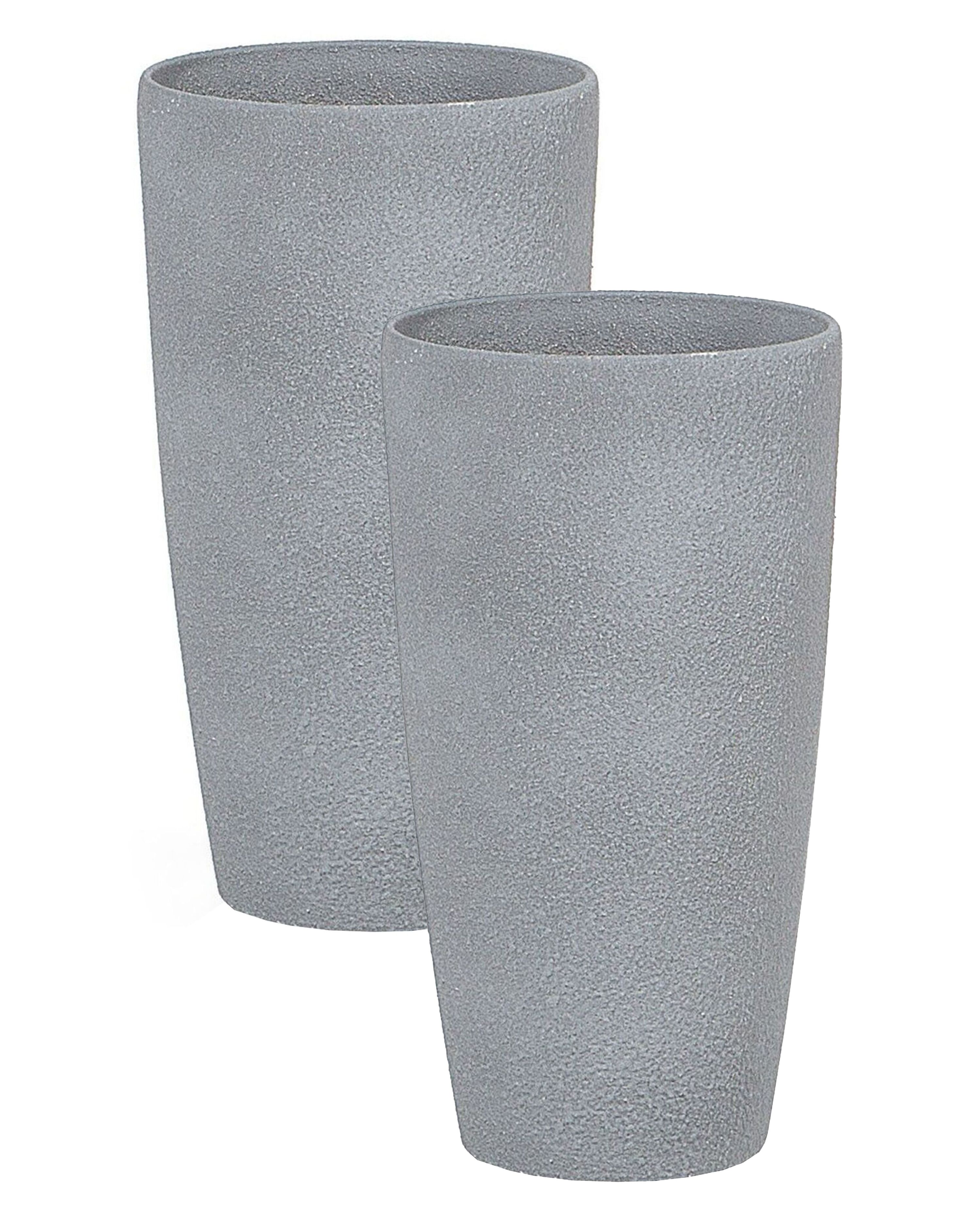 Blumenk bel 2er Set Grau Rund 23 X 23 X 42 Cm ABDERA Beliani de blumenk-bel-2er-set-grau-rund-23-x-23-x-42-cm-abdera-beliani-de
