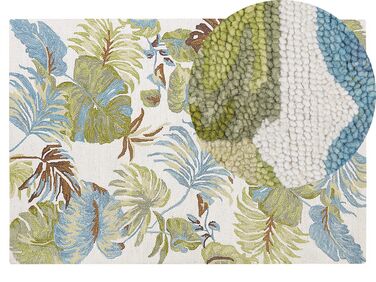 Wool Area Rug Leaves Motif  140 x 200 cm Multicolour KINIK