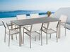Set di tavolo e 6 sedie da giardino in acciaio basalto e fibra tessile bianca piano singolo nero fiammato 180 cm GROSSETO_433109