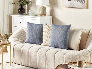 Set of 2 Cushions Chevron Pattern 45 x 45 cm Grey LUPINE