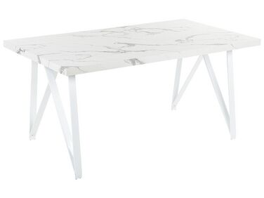Dining Table 160 x 90 cm Marble Effect White GRIEGER