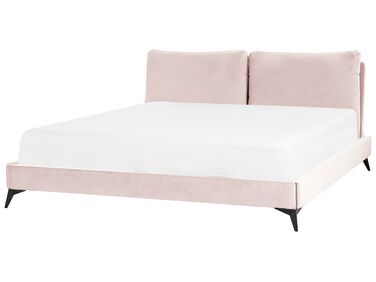 Łóżko welurowe 180 x 200 cm różowe MELLE