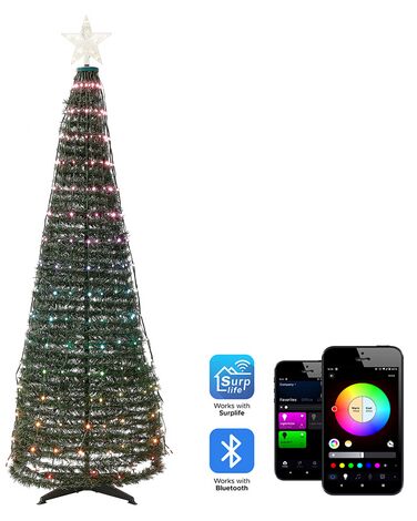 Deko Weihnachstbaum 188 cm mit Smart LED Beleuchtung mehrfarbig App-Steuerung SAARLOQ