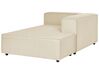 Left Hand 2 Seater Modular Linen Corner Sofa with Ottoman Beige APRICA_856888