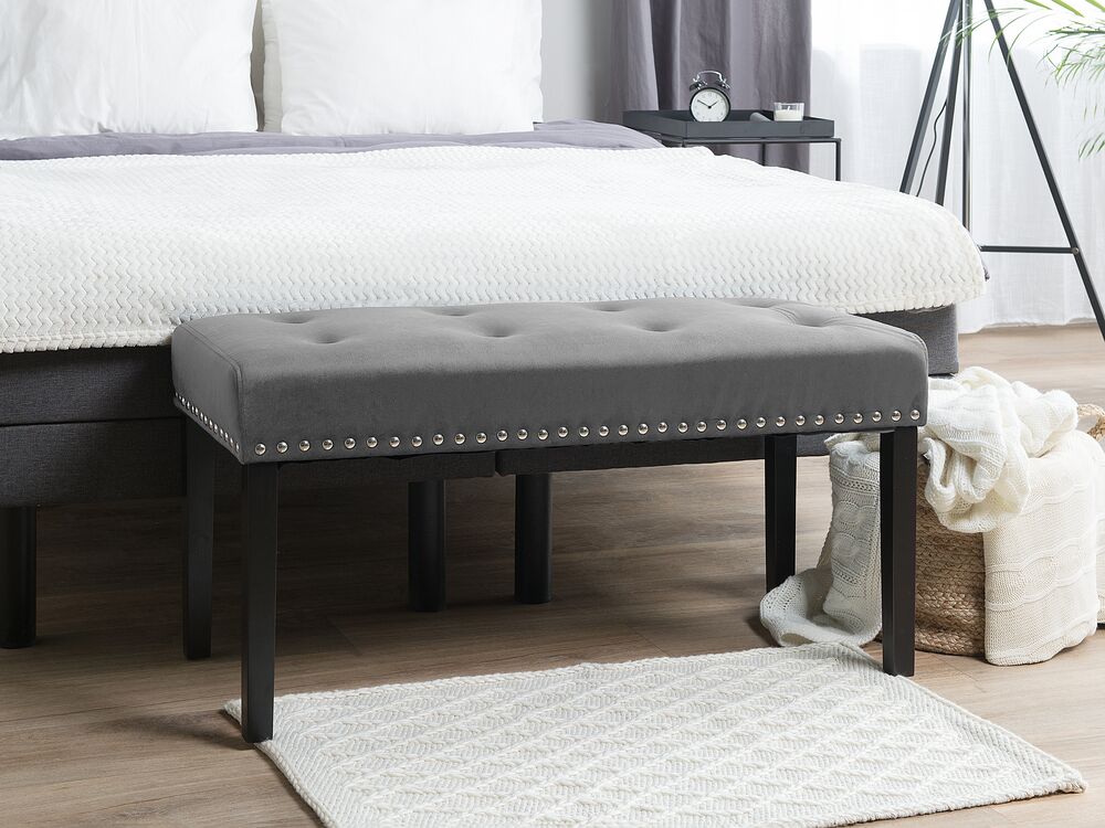 Velvet Bedroom Bench Grey YORKTON Beliani.co.uk