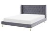 Velvet EU King Size Bed Grey FORBACH_819117