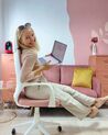Cadeira de escritório em tecido rosa e branca DELIGHT_895693