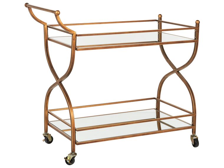 Metal Drinks Trolley with Mirrored Top Gold LARINO_829618