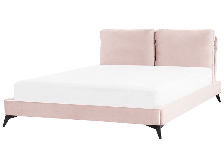 Łóżko welurowe 160 x 200 cm różowe MELLE_829952