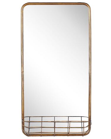 Espelho de parede dourado com prateleira 80 x 40 cm MACON