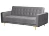 3 Seater Velvet Sofa Bed Grey ABERDEEN_741188