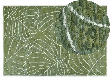 Teppich Baumwolle grün 140 x 200 cm Blattmuster Kurzflor SARMIN