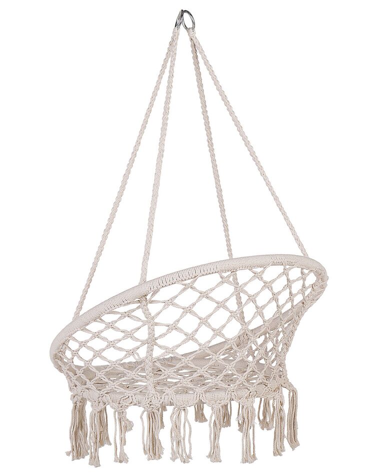 Macrame Hanging Chair White GABELLA Beliani.co.uk