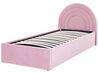 Polsterbett Samtstoff rosa mit Bettkasten hochklappbar 90 x 200 cm ANET_860722