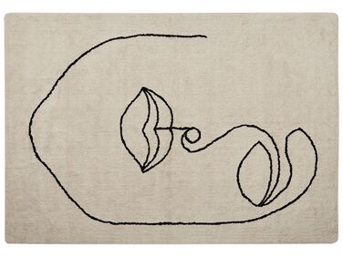 Teppich Baumwolle beige 160 x 230 cm Gesichtsmotiv Kurzflor BAYIR