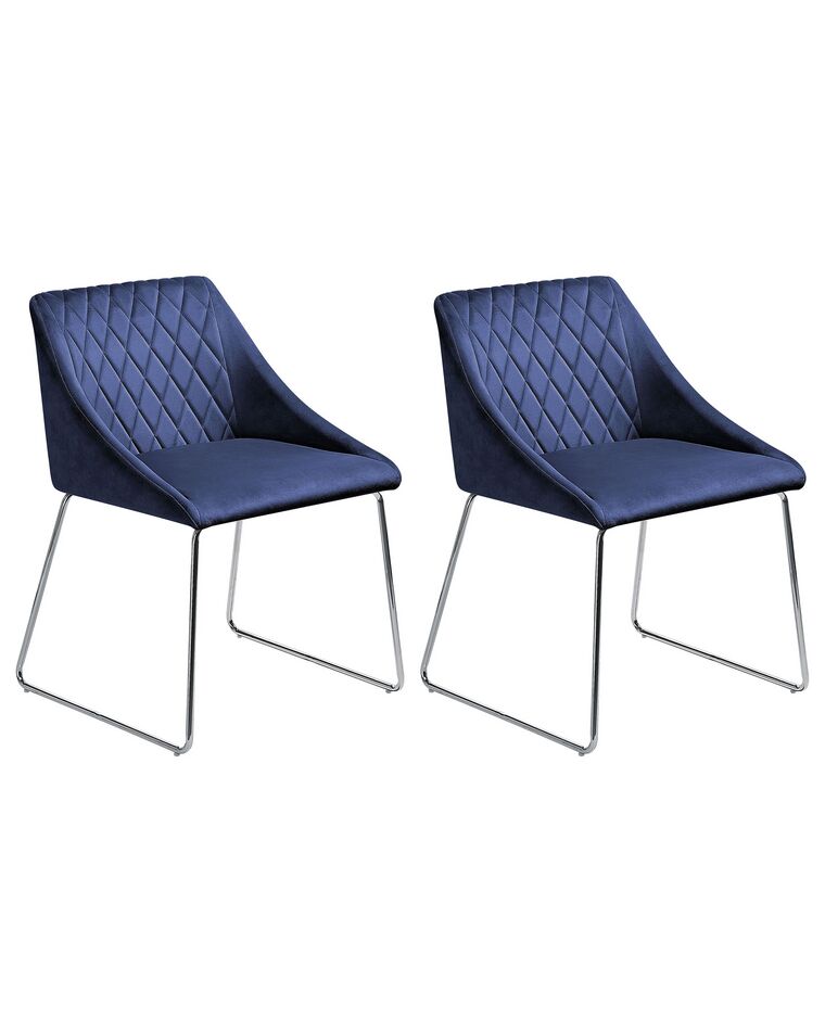Lot de 2 chaises de salle à manger en velours bleu marine ARCATA_808595