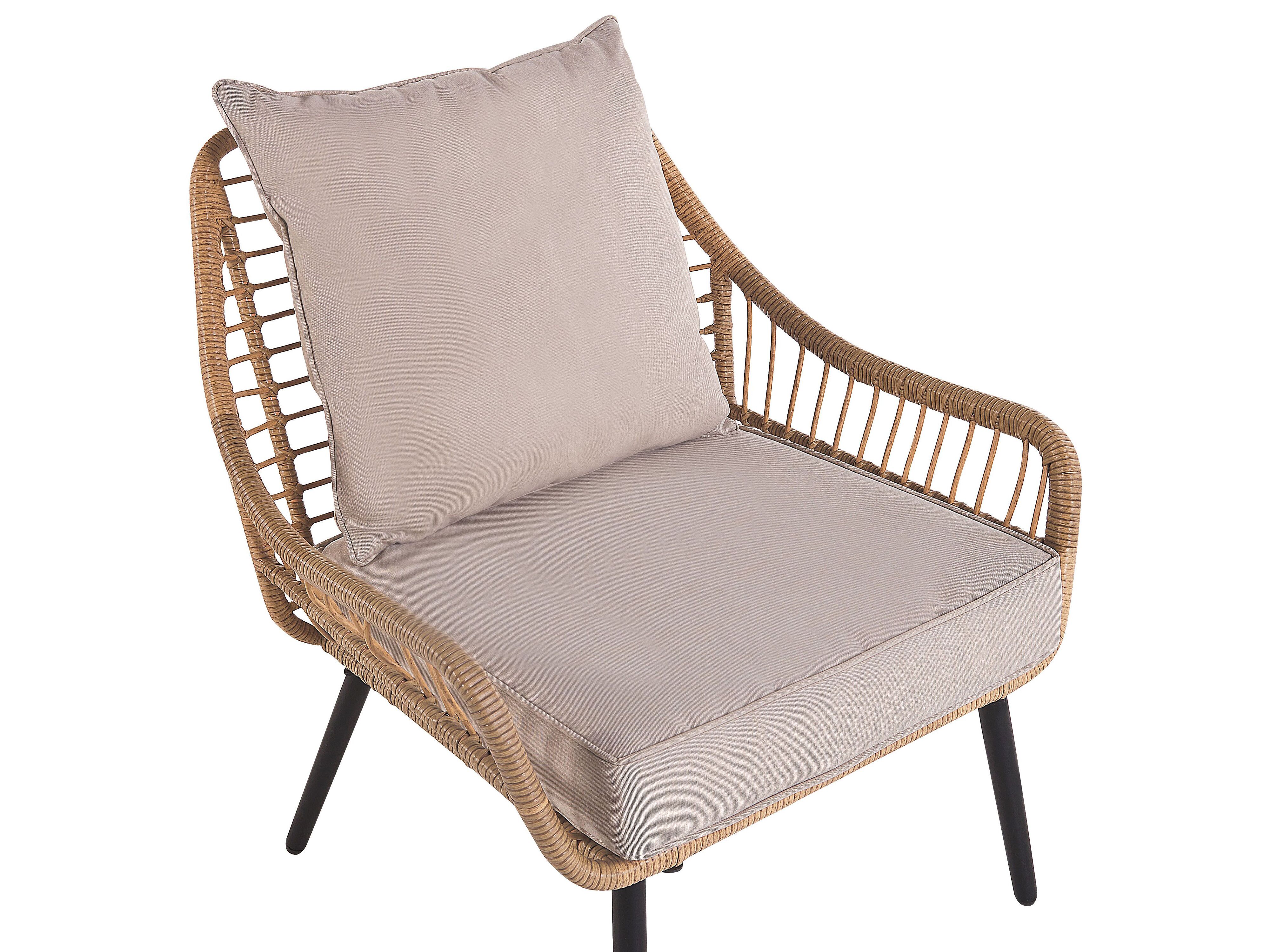 Ensemble De Jardin Bistro BRUBAKER Lugano - Table Et 2 Chaises Pliantes En Rotin Beige