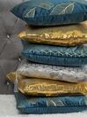 Lot de 2 coussins en velours bleu à motif feuilles dorées 45 x 45 cm FREESIA_769930