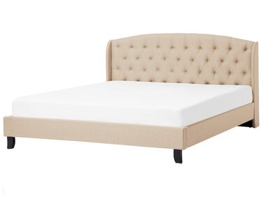 Fabric EU Super King Size Bed Beige BORDEAUX