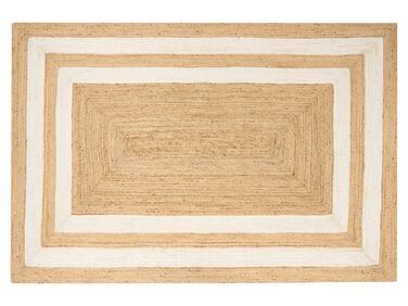 Teppich Jute beige 200 x 300 cm geometrisches Muster Kurzflor GEMEREK
