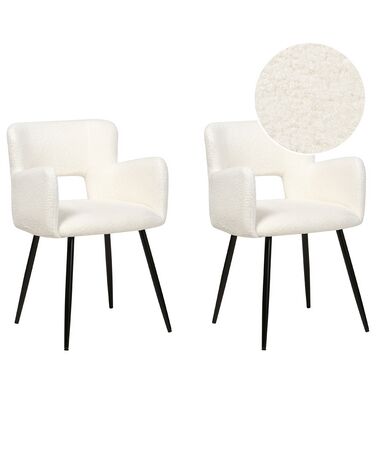 Set of 2 Boucle Dining Chairs White SANILAC