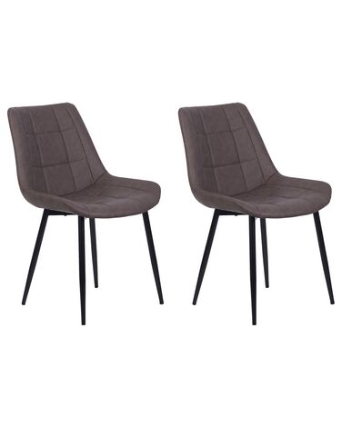 Set of 2 Faux Leather Dining Chairs Brown MELROSE II