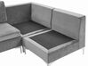 Left Hand 5 Seater Modular Velvet Corner Sofa with Ottoman Grey EVJA_789252